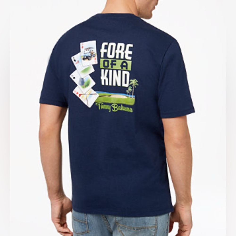 Tommy Bahama Navy Blue Fore Of A Kind Golf T-Shirt Men’s Large